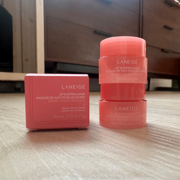 NIB Laneige Berry Lip Sleeping Mask set of two (2) travel sizes 0.1oz / 3g each - Picture 1 of 2